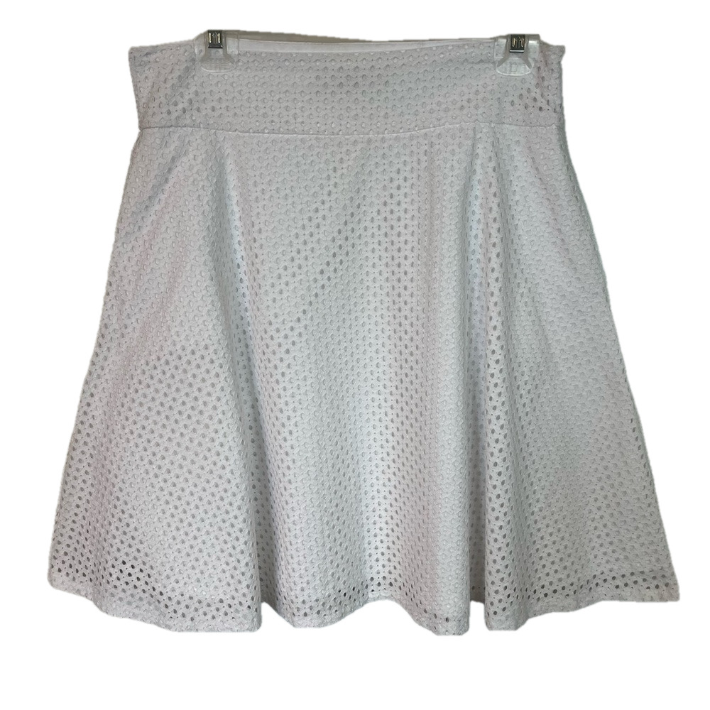 Alfred Sung Women’s White A-Line Eyelet Skirt 100% Cotton Lining Medium